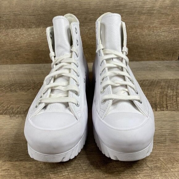 Converse Chuck Taylor All Star Lugged 2.0 Hi White LEATHER Shoes Womens 10.5 NEW - Picture 3 of 9